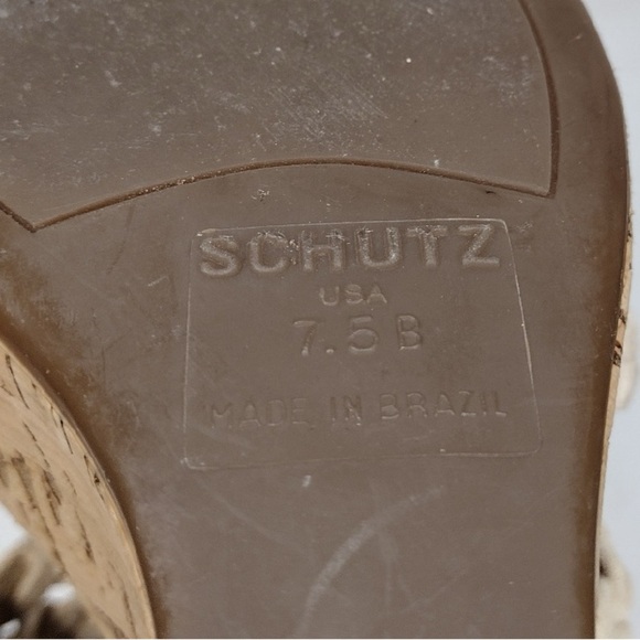 SCHUTZ Beige Braided Straps Boho Resort Cork Wedge Sandals - Picture 16 of 16